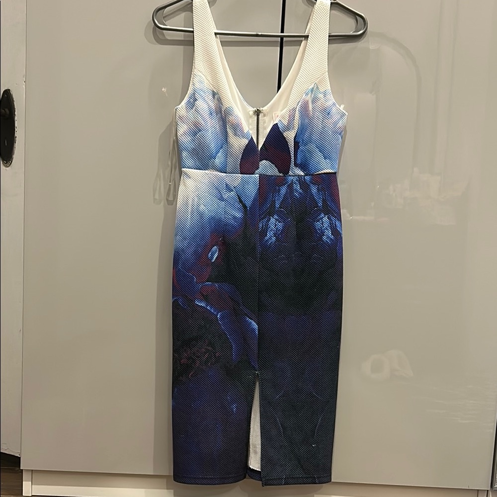 L'ATISTE Blue and White Sleeveless Dress